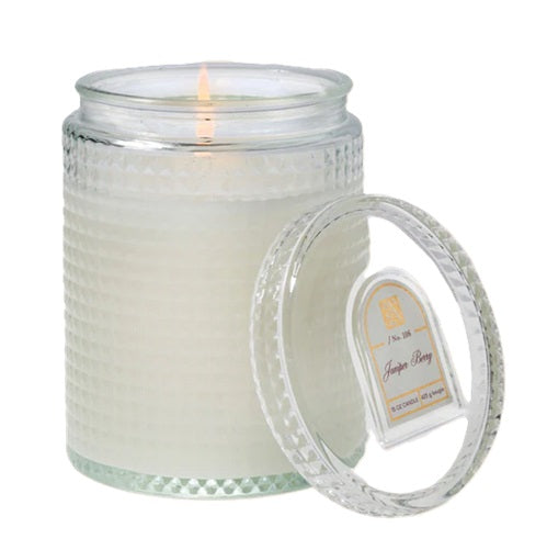 JUNIPER BERRY Aromatique Textured Glass 15 oz Scented Jar Candle w/Lid