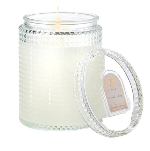 SMELL OF SPRING Aromatique Textured Glass 15 oz Scented Jar Candle w/Lid