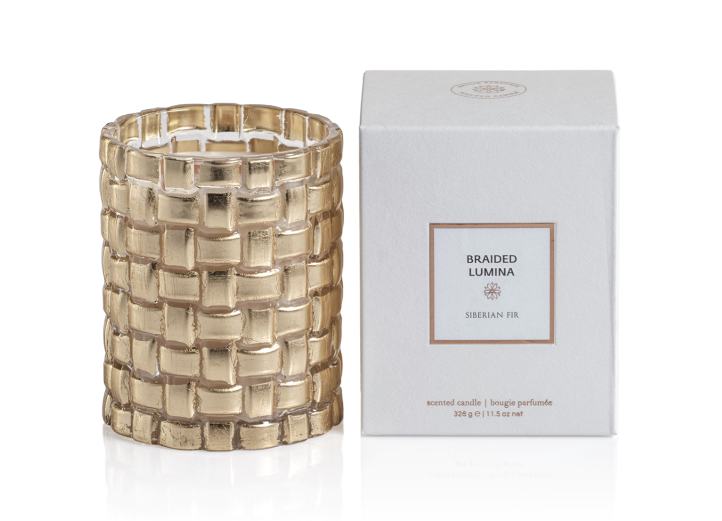 SIBERIAN FIR Zodax Braiden Lumina Scented Candle Wooden Wick 48 Hours - 11 oz
