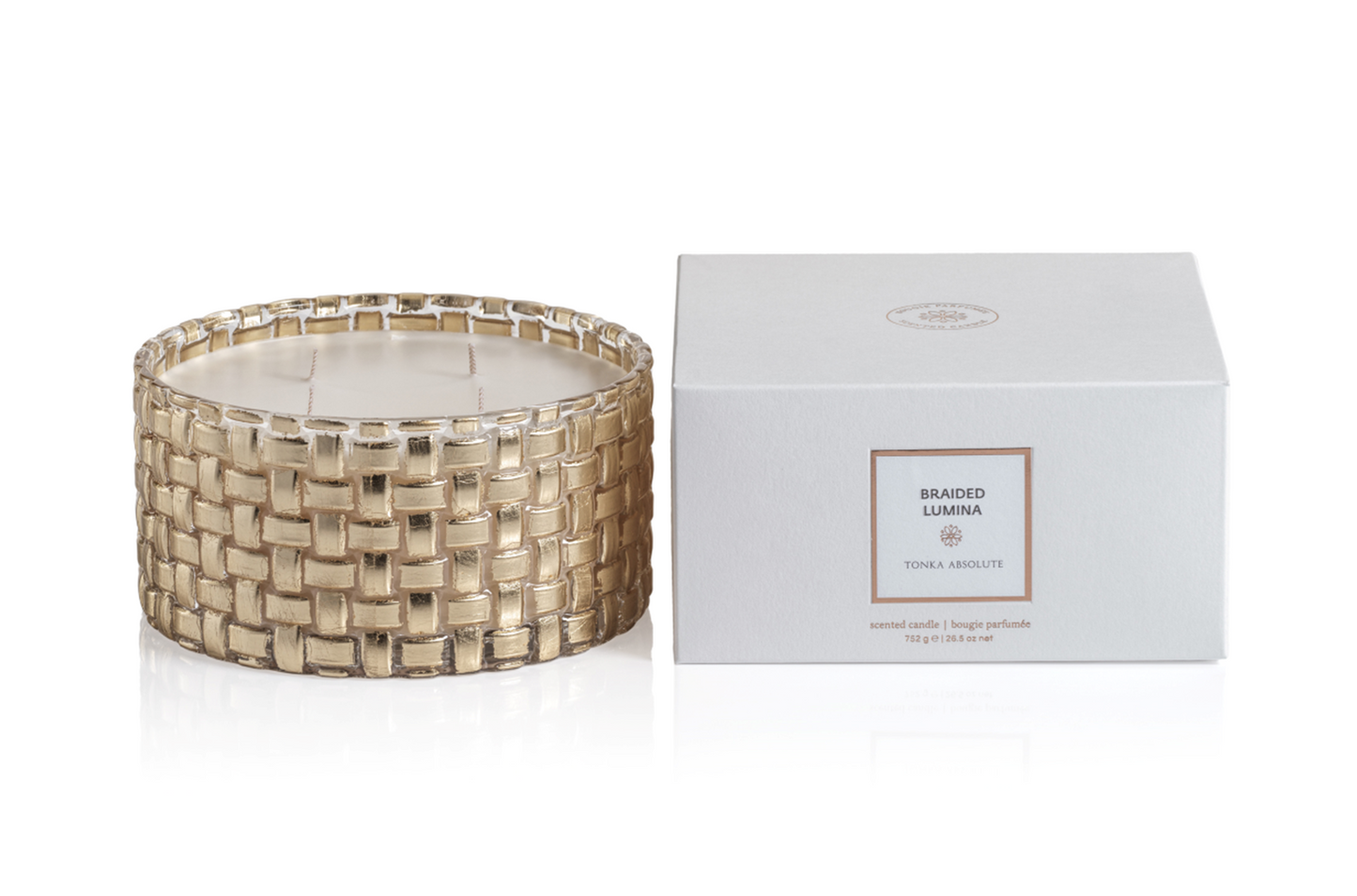 TONKA ABSOLUTE Zodax Braiden Lumina Scented Candle 4 Wooden Wicks 68 Hours - 26 oz