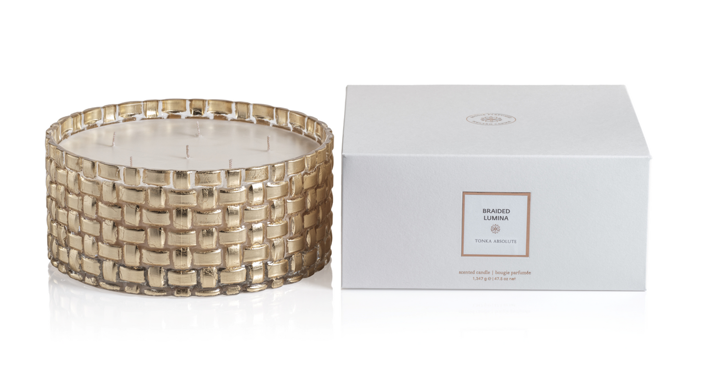 TONKA ABSOLUTE Zodax Braiden Lumina Scented Candle 6 Wooden Wicks 90 Hours - 47 oz