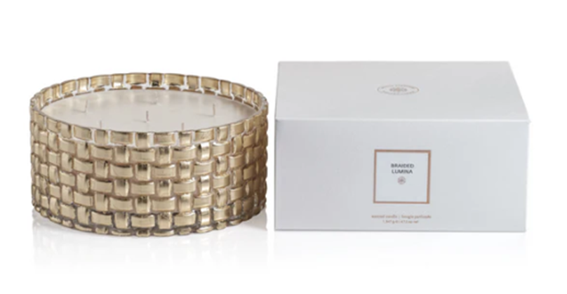 SIBERIAN FIR Zodax Braiden Lumina Scented Candle 6 Wooden Wicks 90 Hours - 47 oz