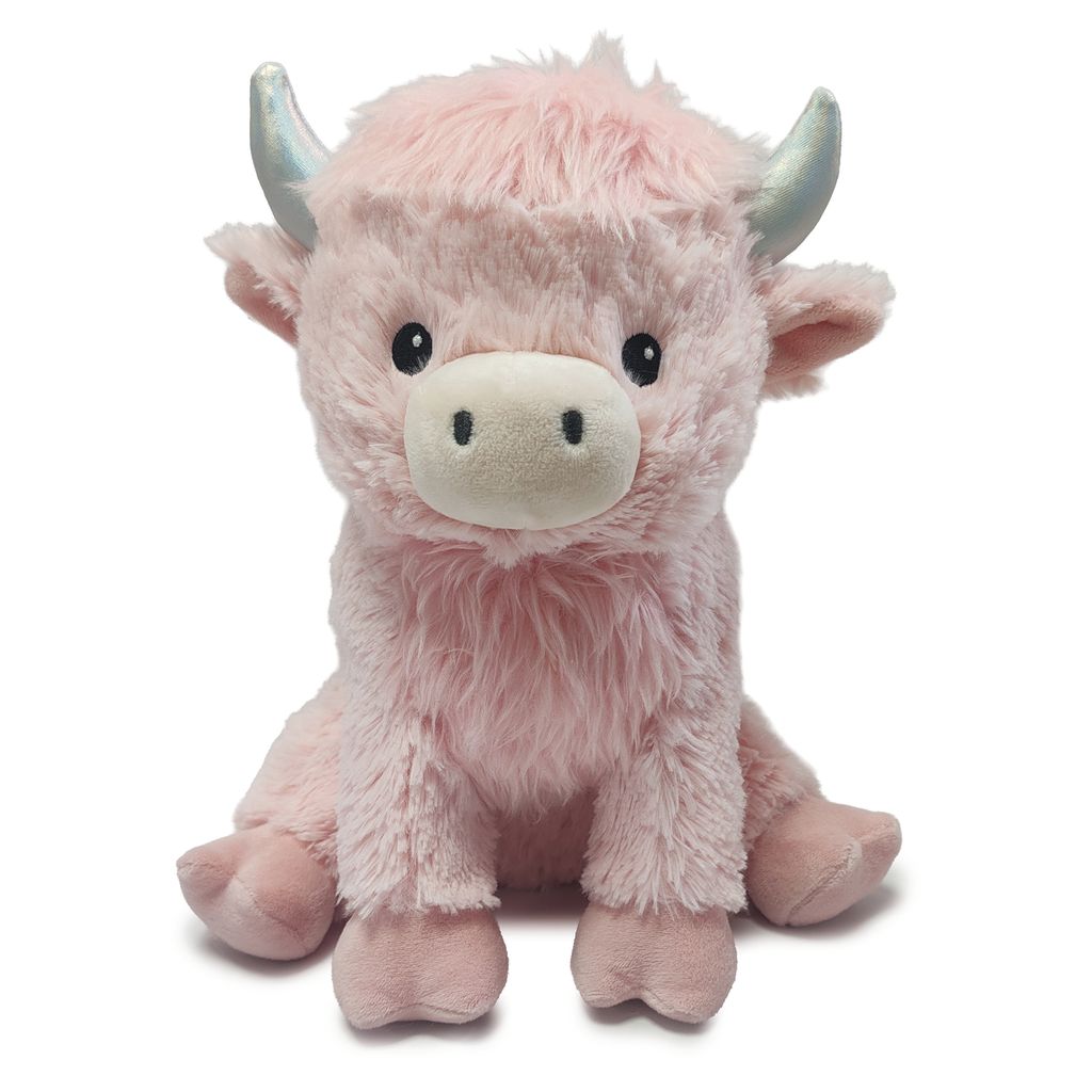 Pink Highland Cow Warmies Cozy Plush Heatable Lavender Scented Stuffed Animal
