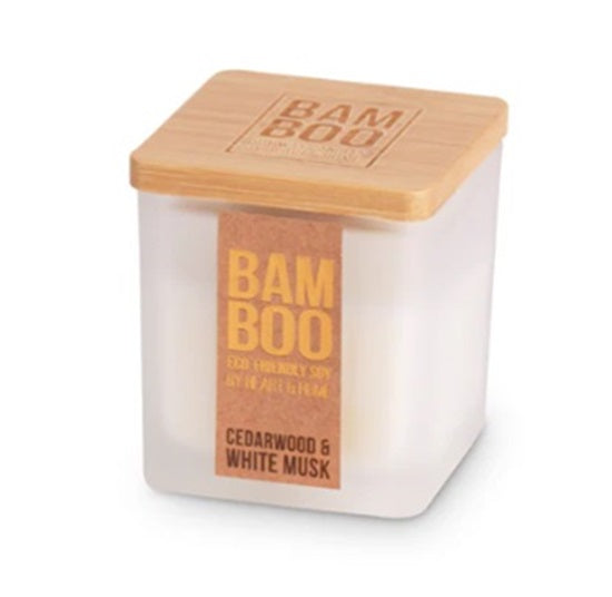 CEDARWOOD & WHITE MUSK Scented Jar Candle 2.8 oz 20 Hour by Bamboo Home Fragrance