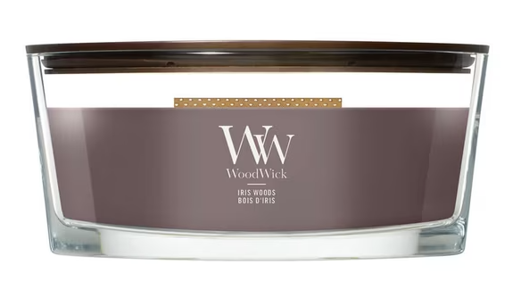 IRIS WOODS Ellipse HearthWick Flame Scented Candle by WoodWick