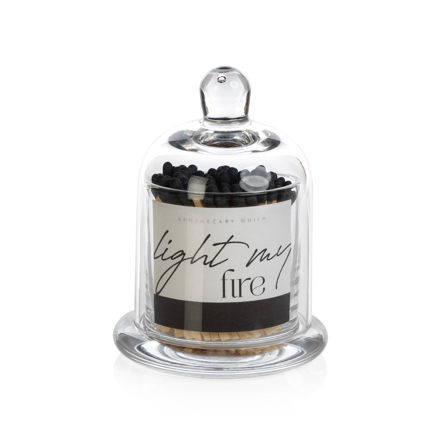 Zodax Apothecary Guild Light My Fire 3 in Matches with Glass Dome, 150 Pack - Black Tip