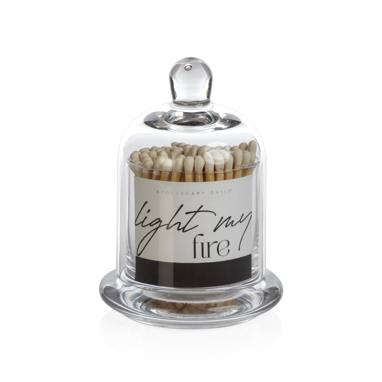 Zodax Apothecary Guild Light My Fire 3 in Matches with Glass Dome, 150 Pack - White Tip