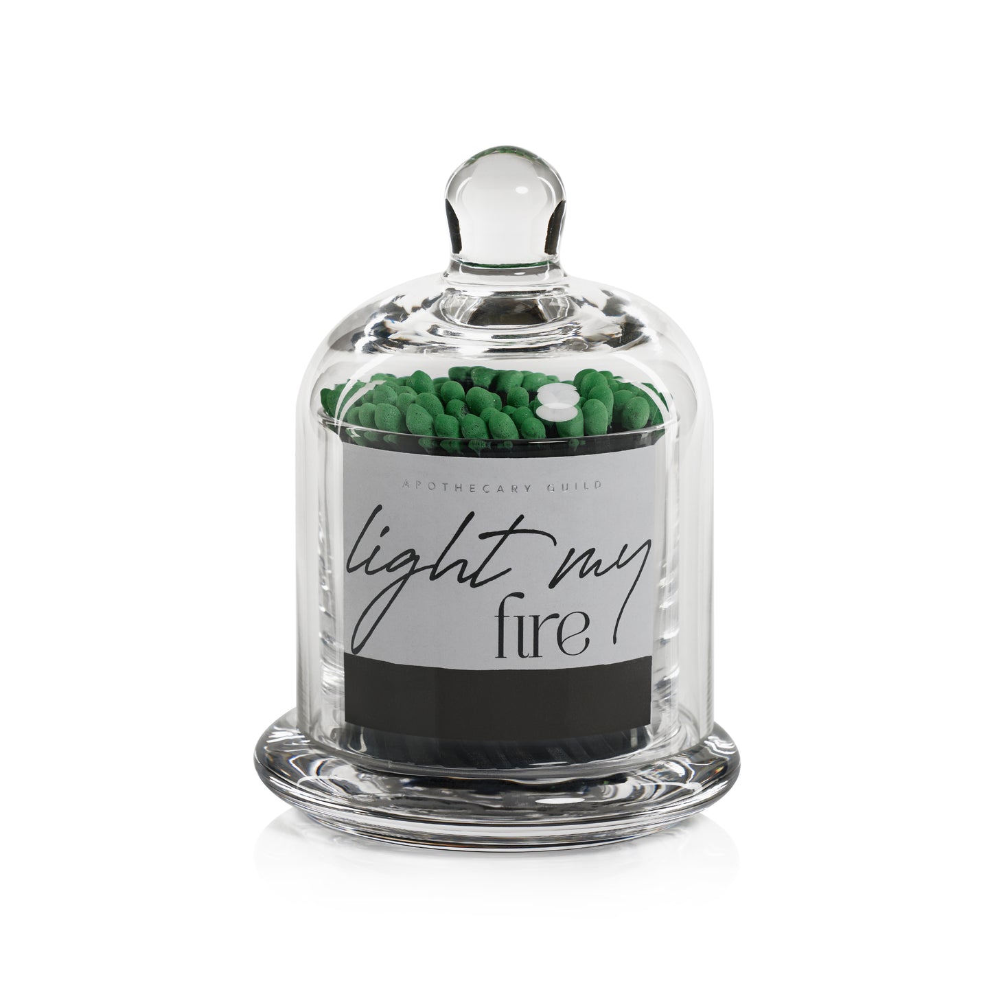 Zodax Apothecary Guild Light My Fire 3 in Matches with Glass Dome, 150 Pack - Black Stick - Green Tip