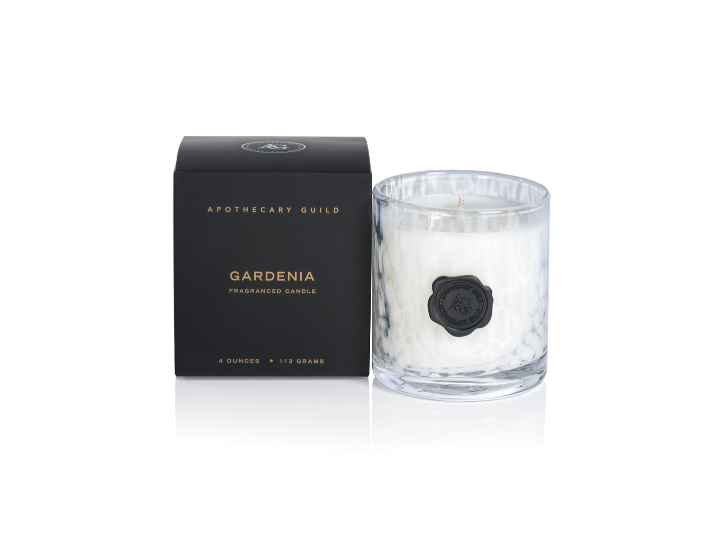GARDENIA Zodax Mini Apothecary Guild Opal Glass Gift Boxed Scented Jar Candle - 4 oz