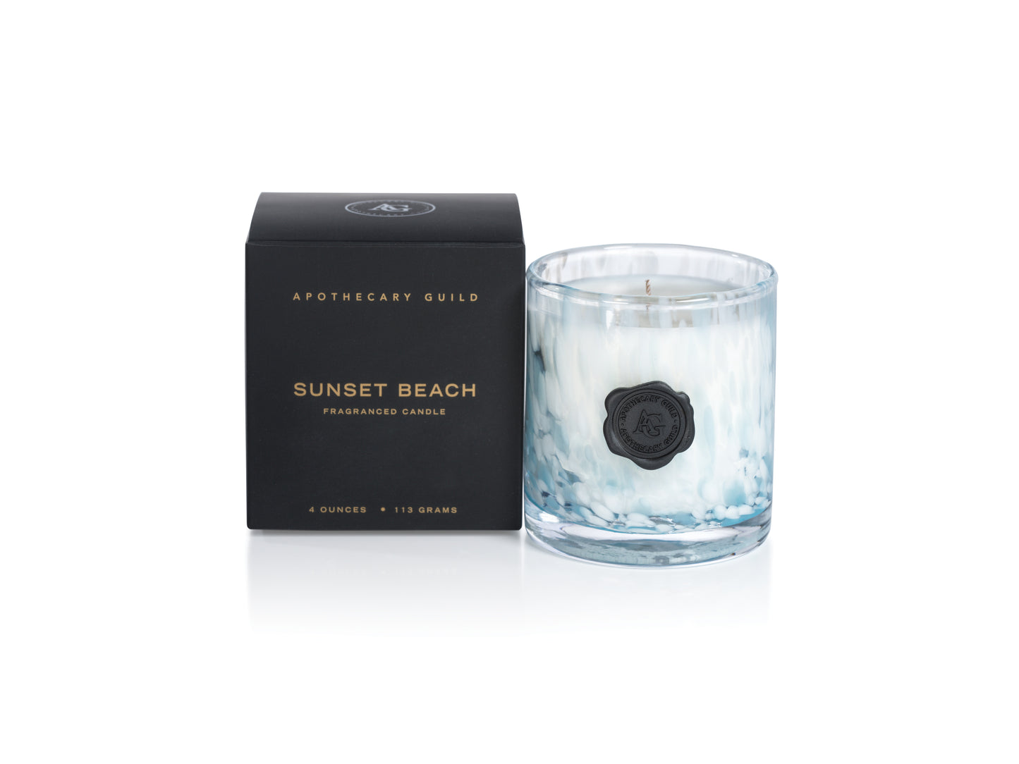 SUNSET BEACH Zodax Mini Apothecary Guild Opal Glass Gift Boxed Scented Jar Candle - 4 oz