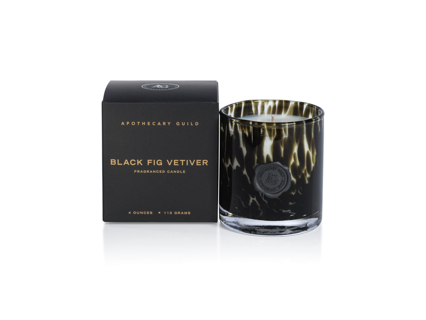 BLACK FIG VETIVER Zodax Mini Apothecary Guild Opal Glass Gift Boxed Scented Jar Candle - 4 oz