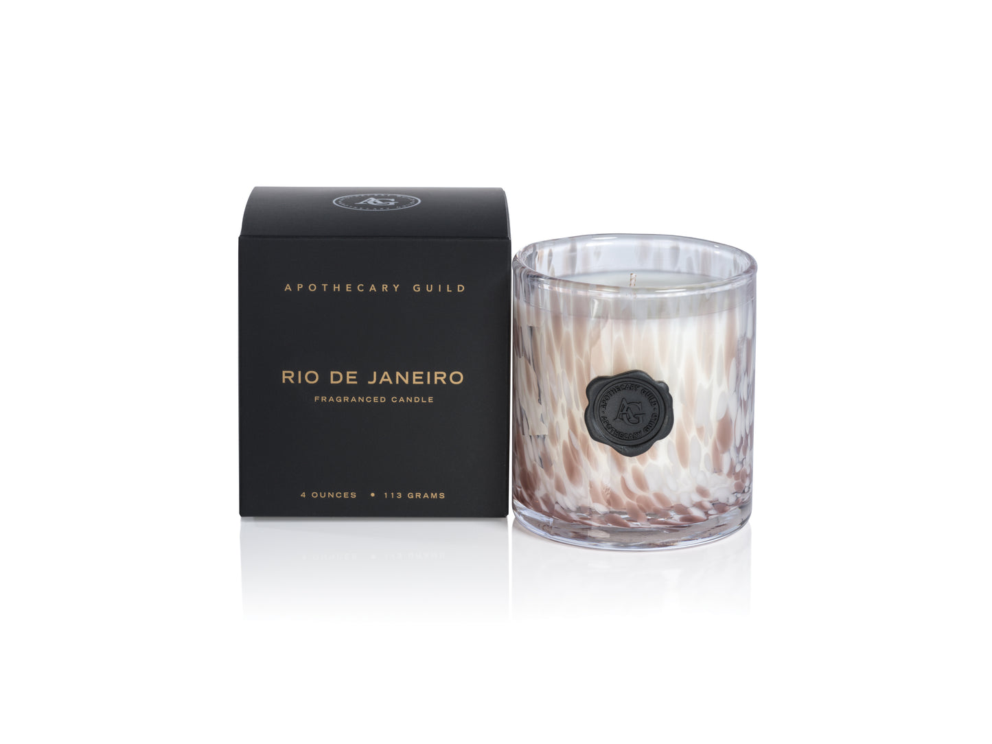 RIO de JANEIRO Zodax Mini Apothecary Guild Opal Glass Gift Boxed Scented Jar Candle - 4 oz