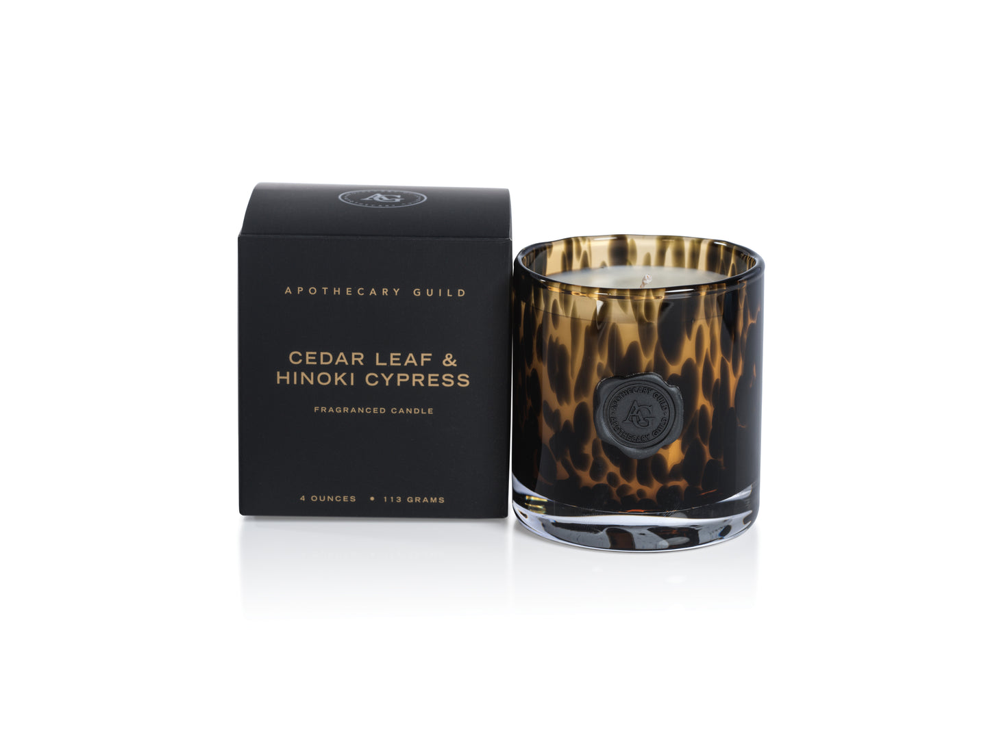 CEDAR LEAF and HINOKI CYPRESS Zodax Mini Apothecary Guild Opal Glass Gift Boxed Scented Jar Candle - 4 oz