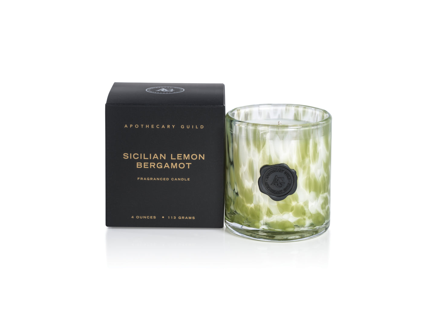 SICILLIAN LEMON BERGAMOT Zodax Mini Apothecary Guild Opal Glass Gift Boxed Scented Jar Candle - 4 oz