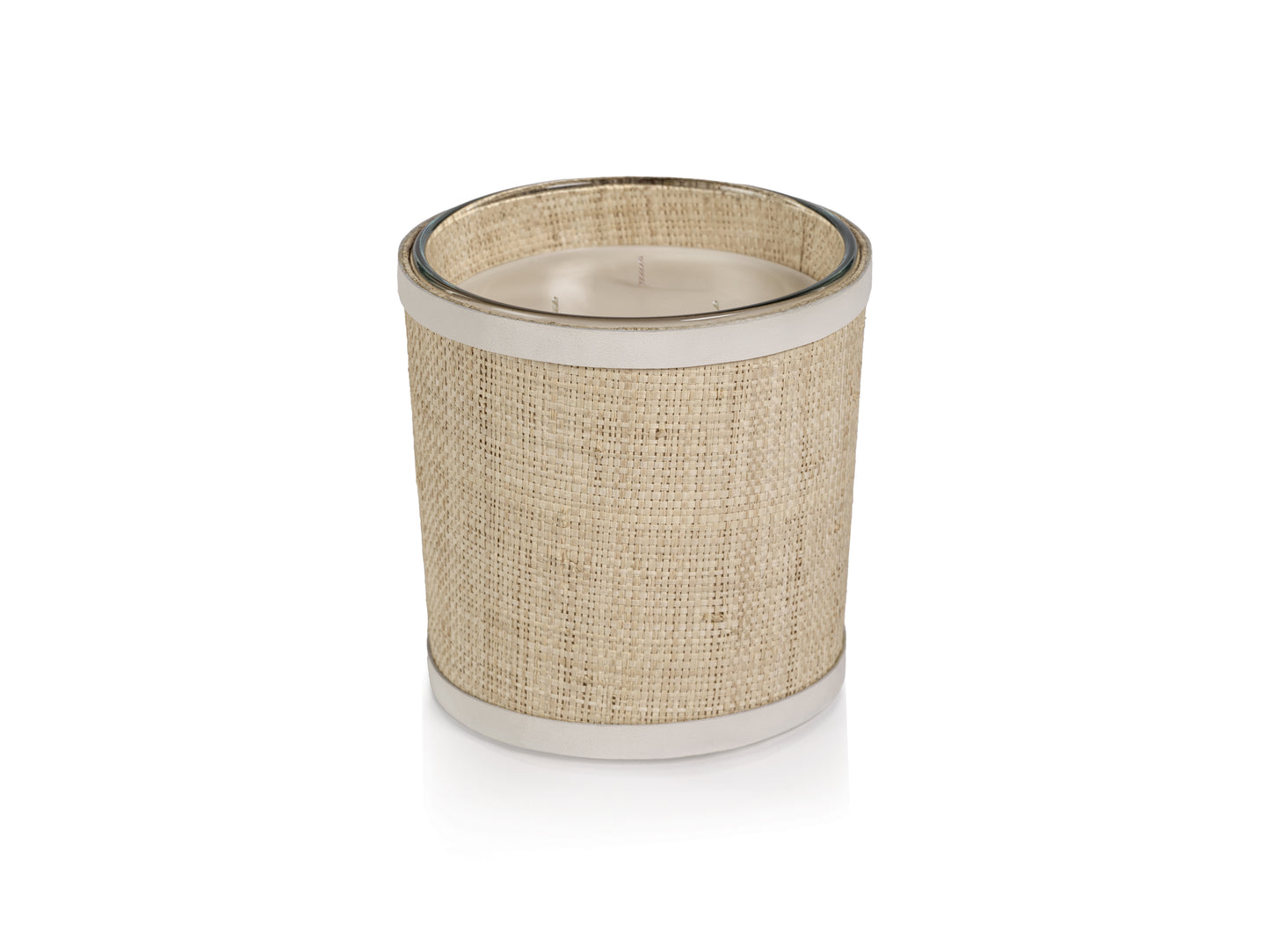 SEA SALT and COASTAL MIST Zodax Scented Jar Candle in Natural Raffia Basket - 19 oz
