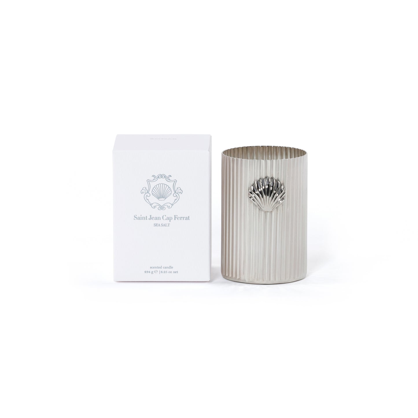 Sea Salt Citrus Cap Ferrat Fan Shell Design 8 oz Candle in Gift Box-Nickel