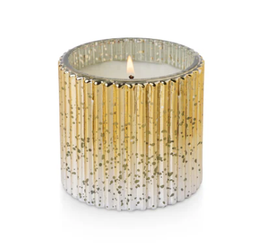 HOLIDAY CHAMPAGNE Aromatique Plaid Ribbed Glass 9 oz Scented Jar Candle