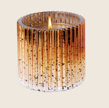 CINNAMON CIDER Aromatique Plaid Ribbed Glass 9 oz Scented Jar Candle