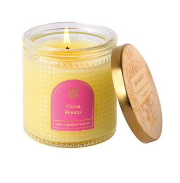 CITRUS BLOOMS Aromatique Textured Glass Metal Lid 6 oz Scented Jar Candle