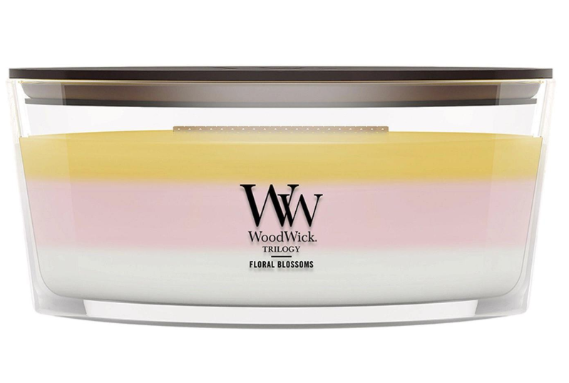 FLORAL BLOSSOMS Ellipse HearthWick Flame Scented Candle by WoodWick - 3 in One