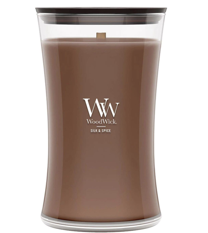 SILK & SPICE WoodWick 22oz Large Jar Candle Burns 180 Hours