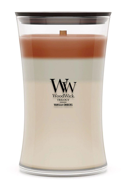 VANILLA EMBERS WoodWick 22oz Jar Candle Burns 180 Hours - 3 in One