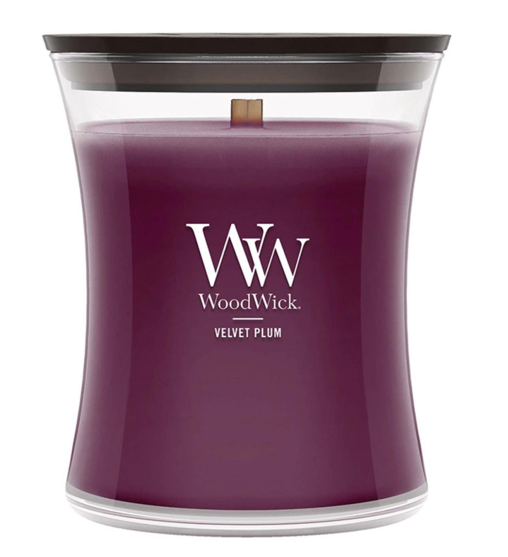VELVET PLUM WoodWick 10oz Jar Candle Burns 100 Hours