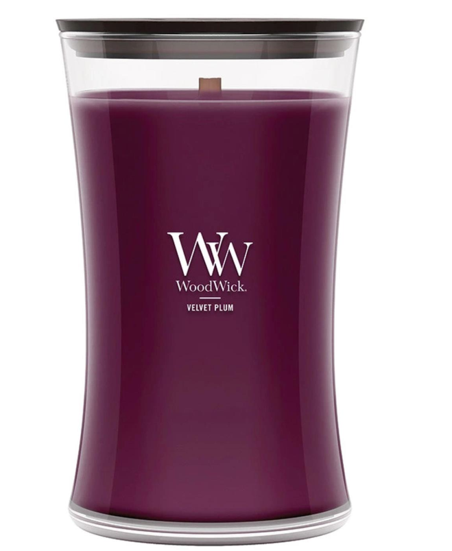 VELVET PLUM WoodWick 22oz Large Jar Candle Burns 180 Hours