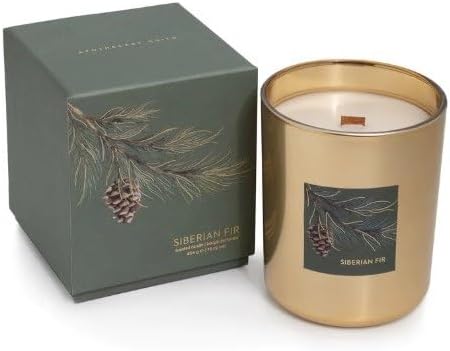 SIBERIAN FIR Zodax Wooden Wick Scented Jar Candle in Pine Green Gift Box - 16 oz
