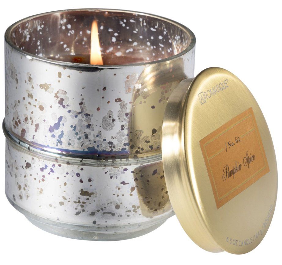 PUMPKIN SPICE Aromatique Metallic Glass 6 oz Scented Jar Candle