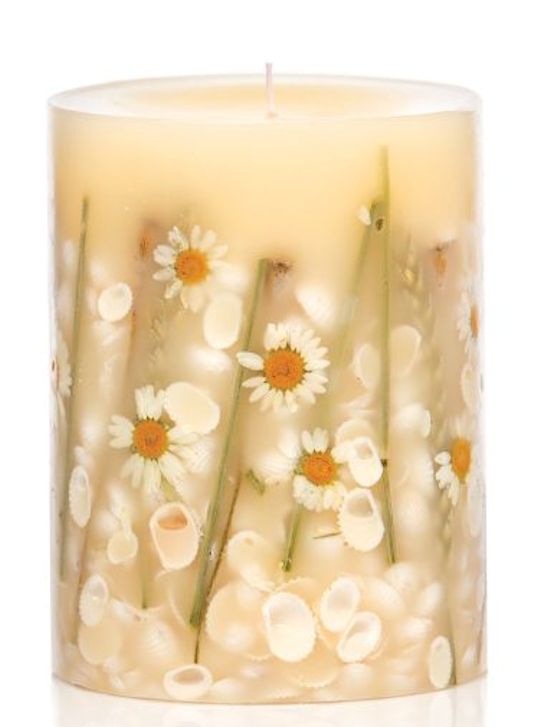 BEACH DAISY Rosy Rings Medium 6.5 Inch 200 Hour Pillar Botanical Scented Candle