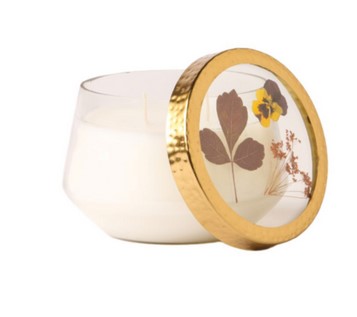 PUMPKIN CARDAMOM Rosy Rings Medium 37 Hour Floral Pressed Scented Jar Candle