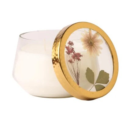 SPICY APPLE Rosy Rings Small 22 Hour Floral Pressed Scented Jar Candle