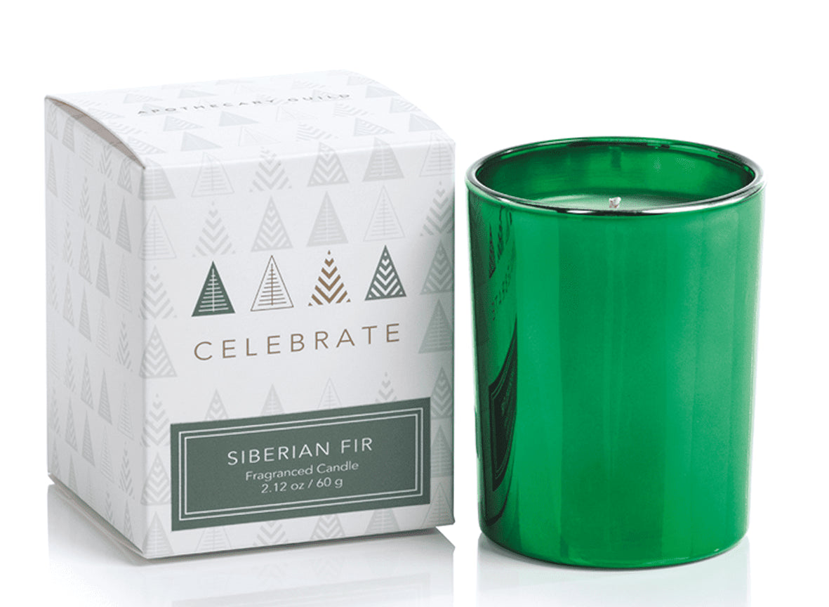 SIBERIAN FIR Green Glass Zodax Celebrate 2 oz Votive Candle