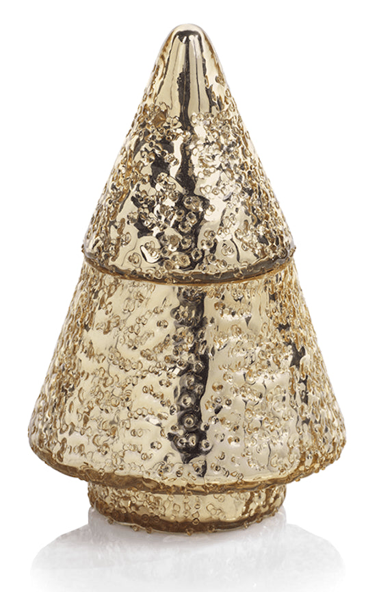 SIBERIAN FIR Gold Glass Zodax Tree with Lid 10 oz Jar Candle