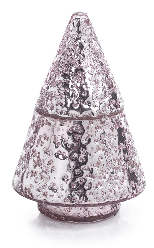 SIBERIAN FIR Pink Glass Zodax Tree with Lid 10 oz Jar Candle