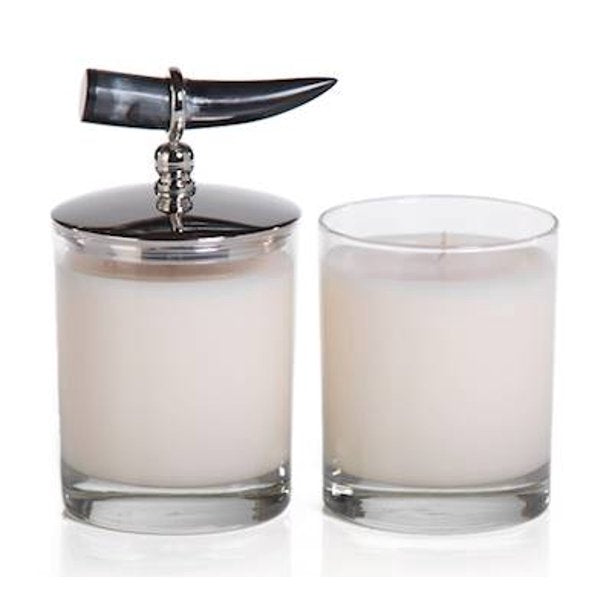 BERGAMOT LINEN Zodax Cote d Ivoire Horn Lid 9 oz Scented Jar Candle