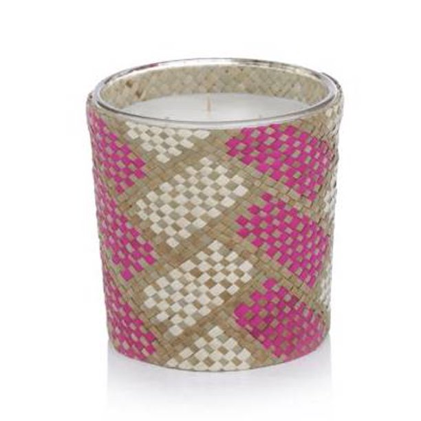 RIO DE JANERIO - MIA Zodax Scented Jar Candle Pink and White Zigzag - 18.5 oz