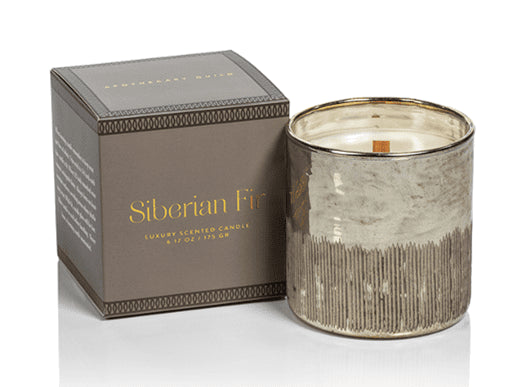 SIBERIAN FIR Antique Silver Wood Wick Scented Candle