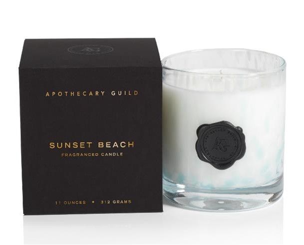 SUNSET BEACH Zodax Apothecary Guild Opal Glass Gift Boxed Scented Jar Candle - 11 oz