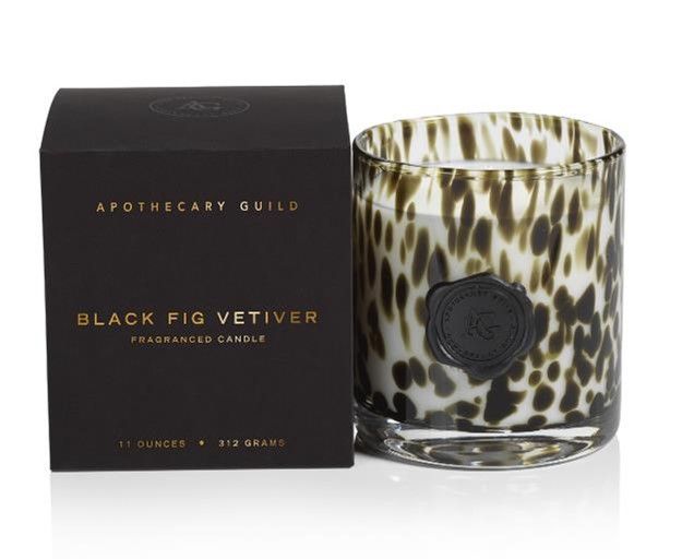 BLACK FIG VETIVER Zodax Apothecary Guild Opal Glass Gift Boxed Scented Jar Candle - 11 oz