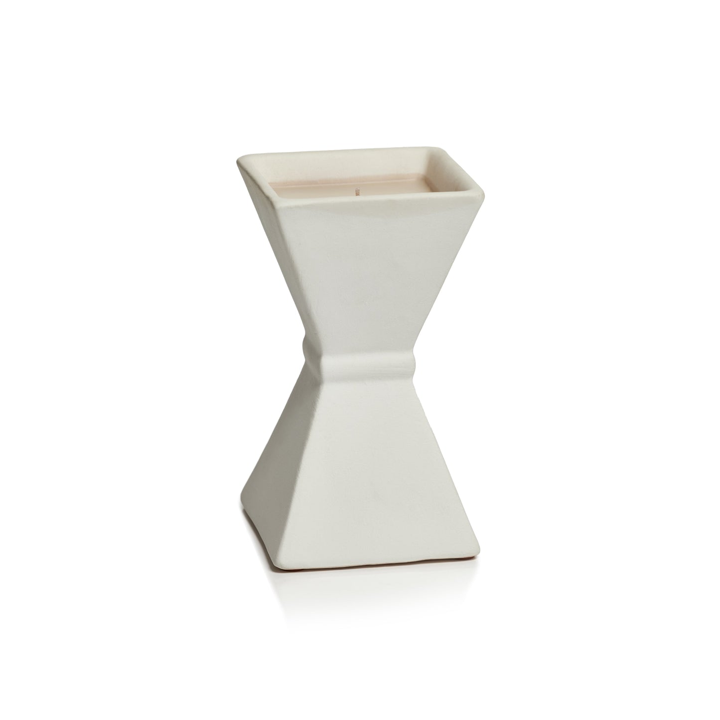 SANDALWOOD LEAF and TOBACCO Zodax White Trapezoid Earthenware 7 oz Scented Candle
