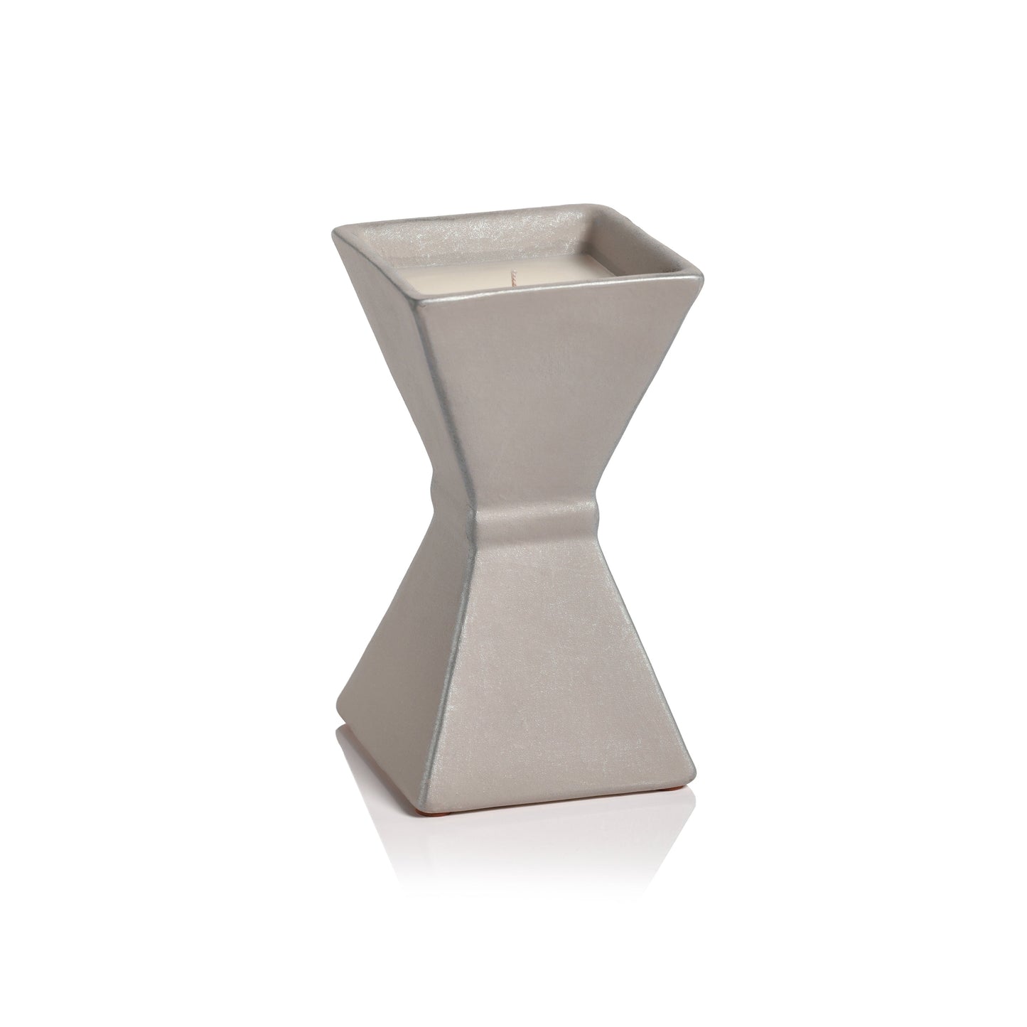 SANDALWOOD LEAF and TOBACCO Zodax Grey Trapezoid Earthenware 8 oz Scented Candle