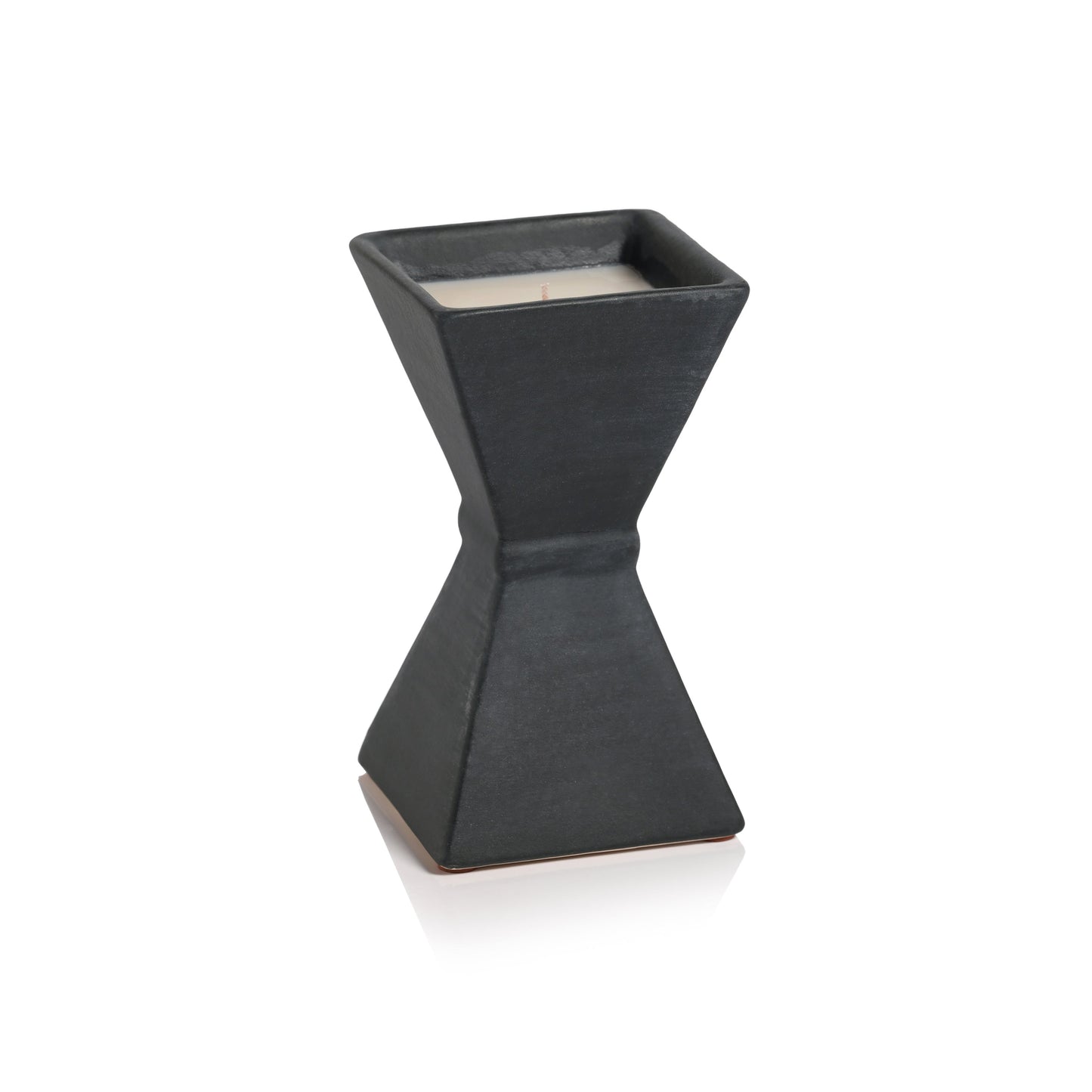 SANDALWOOD LEAF and TOBACCO Zodax Black Trapezoid Earthenware 7 oz Scented Candle