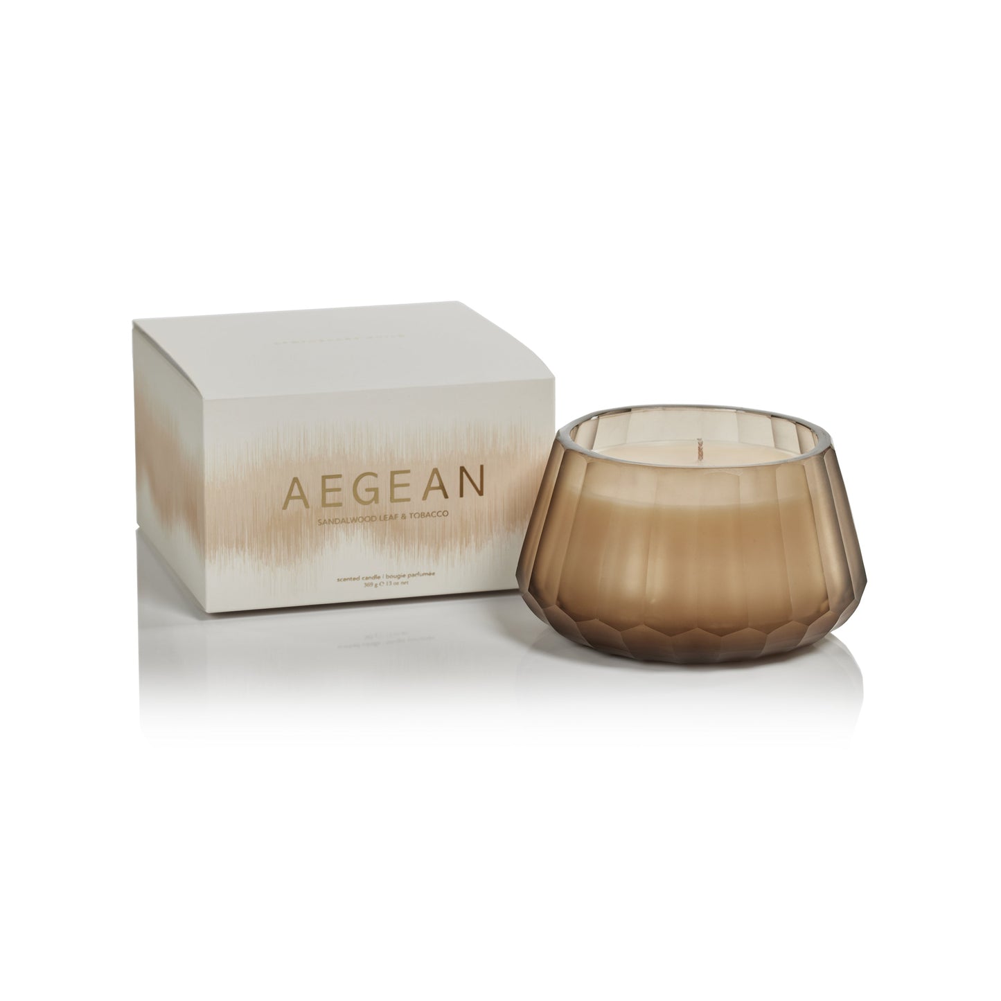 SANDALWOOD LEAF and TOBACCO Zodax Agean 13 oz Scented Candle - 5 inch