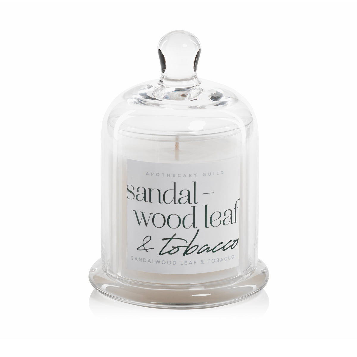 SANDALWOOD LEAF and TOBACCO Zodax Apothecary Guild 10 oz Dome Jar Scented Candle