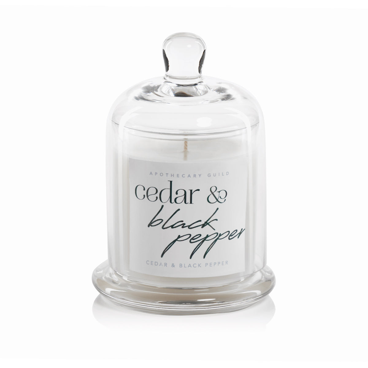 CEDAR and BLACK PEPPER Zodax Apothecary Guild 10 oz Dome Jar Scented Candle