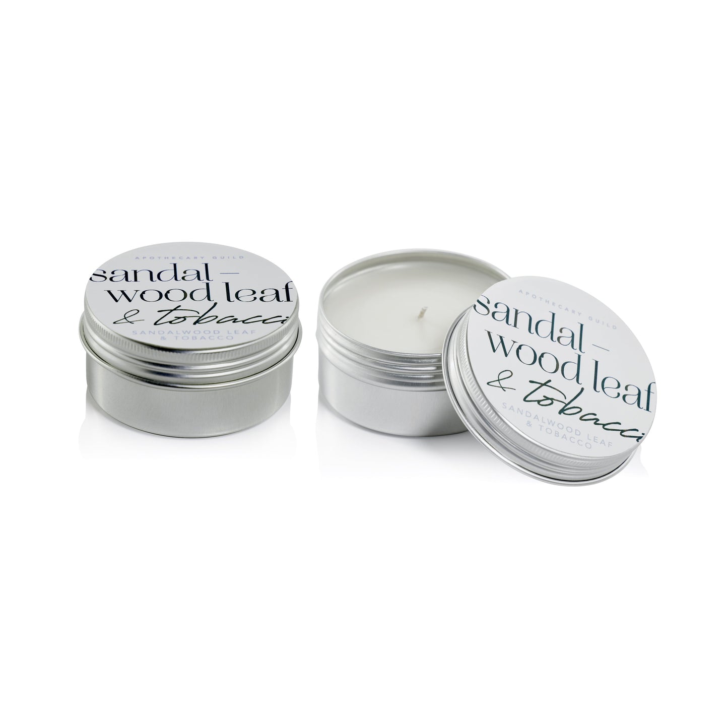 SANDALWOOD LEAF and TOBACCO Zodax Apothecary Guild Scented Tin Candle