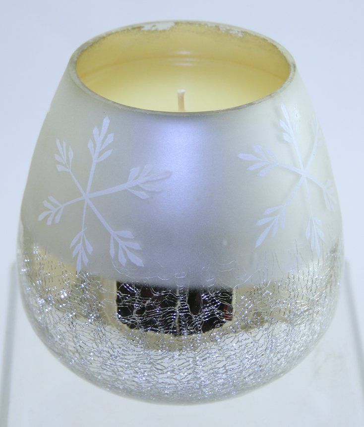 GLASS JAR - HALF CRACKLE WITH SNOWFLAKE TALL