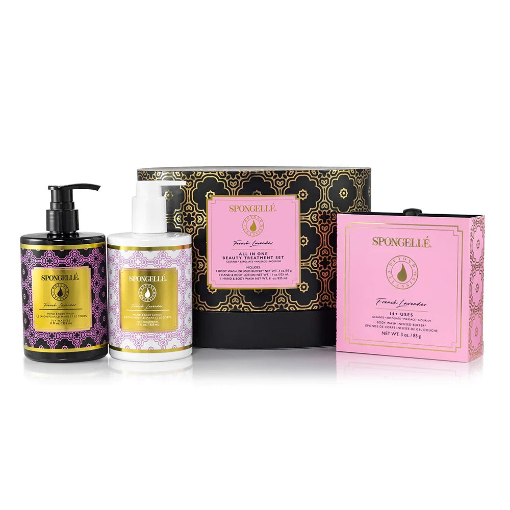 FRENCH LAVENDER Daisy Collection Body Gift Set (Body Wash + Body Lotion + Boxed Flower)